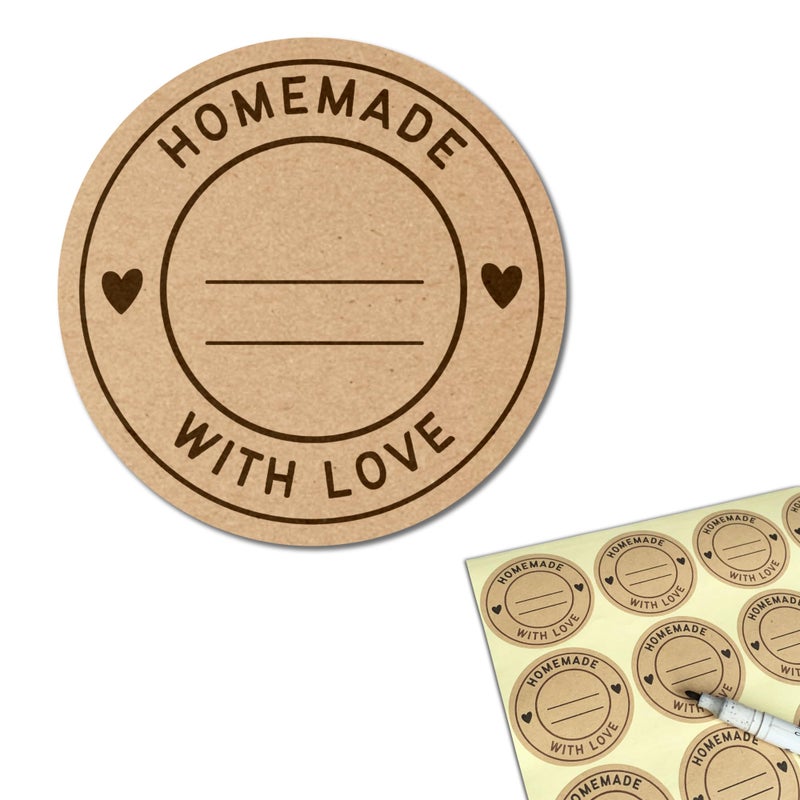 TownStix 300 Pieces, 2" - Homemade with Love Stickers, Canning Labels for Jars to Write On - Image 1