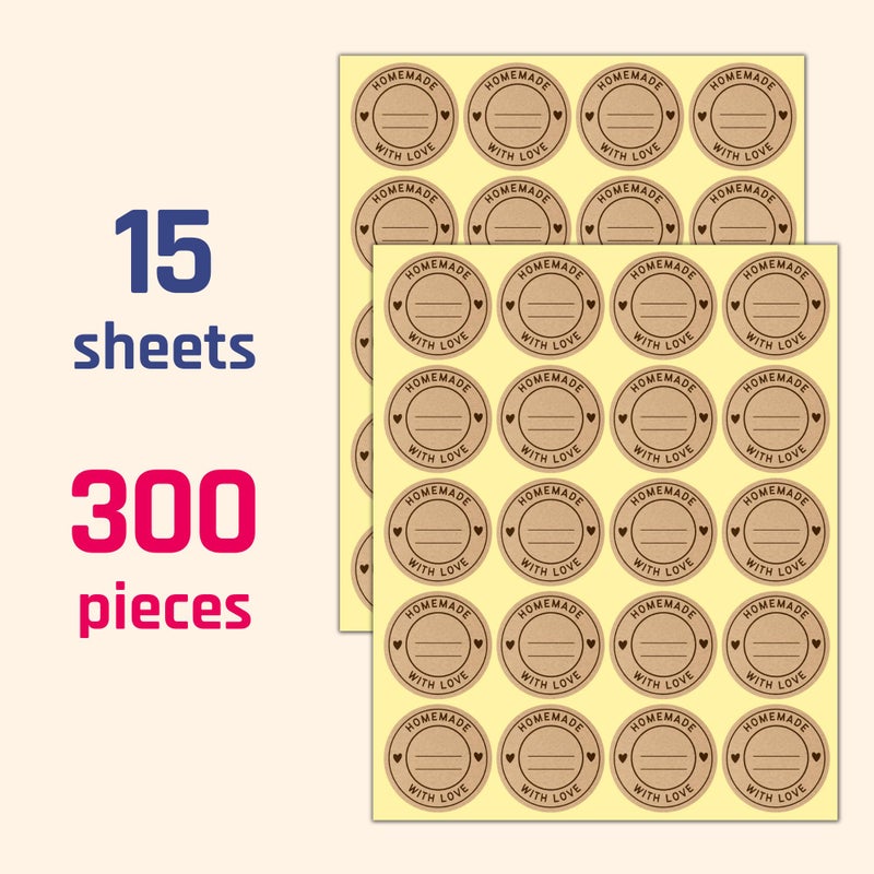 TownStix 300 Pieces, 2" - Homemade with Love Stickers, Canning Labels for Jars to Write On - Image 2