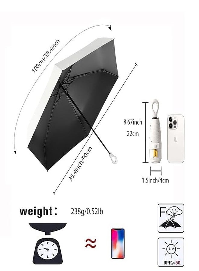LOCKET Mini Sun Travel Compact Folding Purse Umbrella with Ring Handle Coating Layer Fabric Lightweight Small Portable for Rain and Sun UPF 50 UV Protection 99.9 Percent for Men Women Kids - Image 2