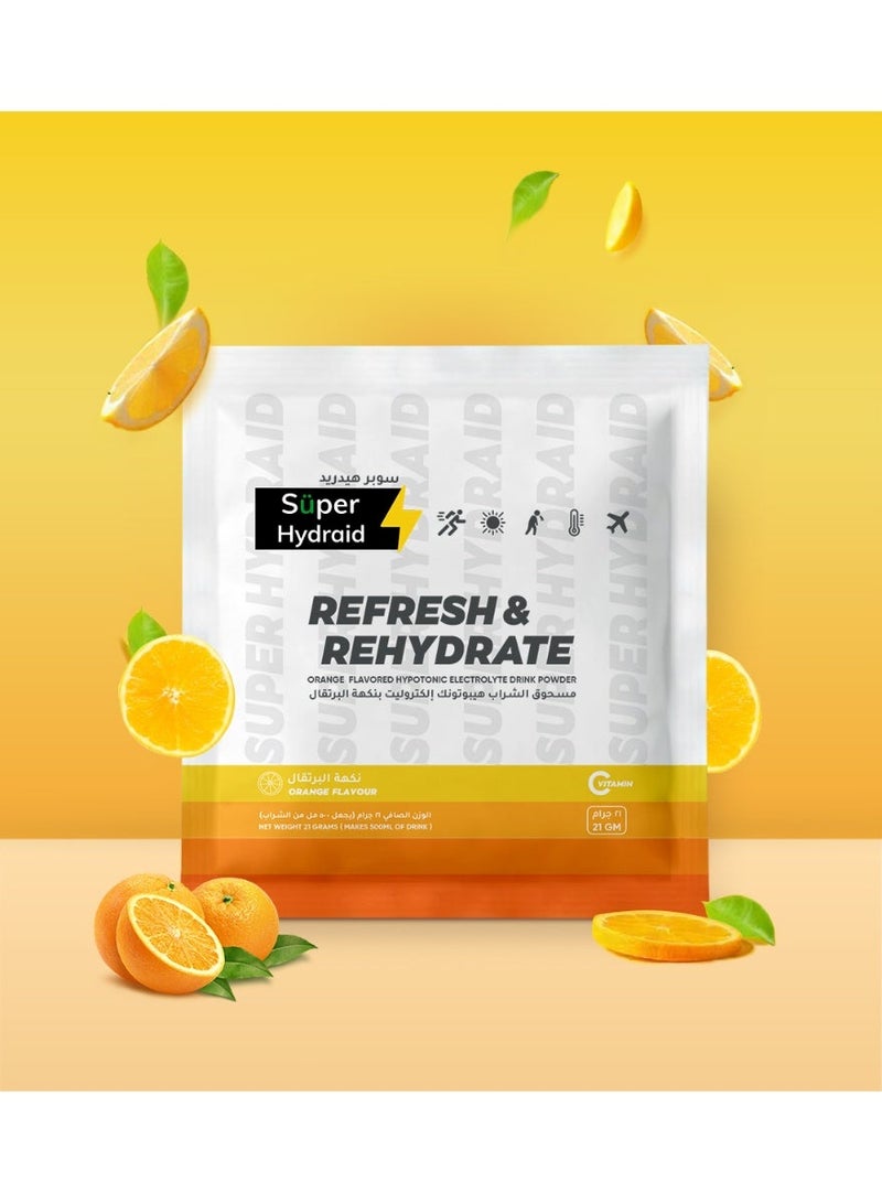 Super Hydraid Electrolyte Drink Mix | Orange | Pack of 10 Sachets - Image 1