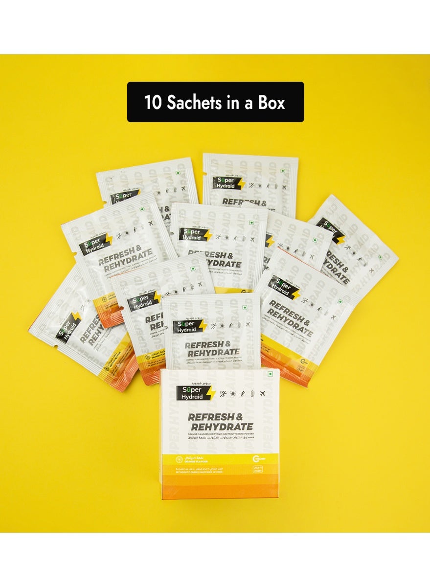 Electrolyte Drink Mix | Orange | Pack Of 10 Sachets