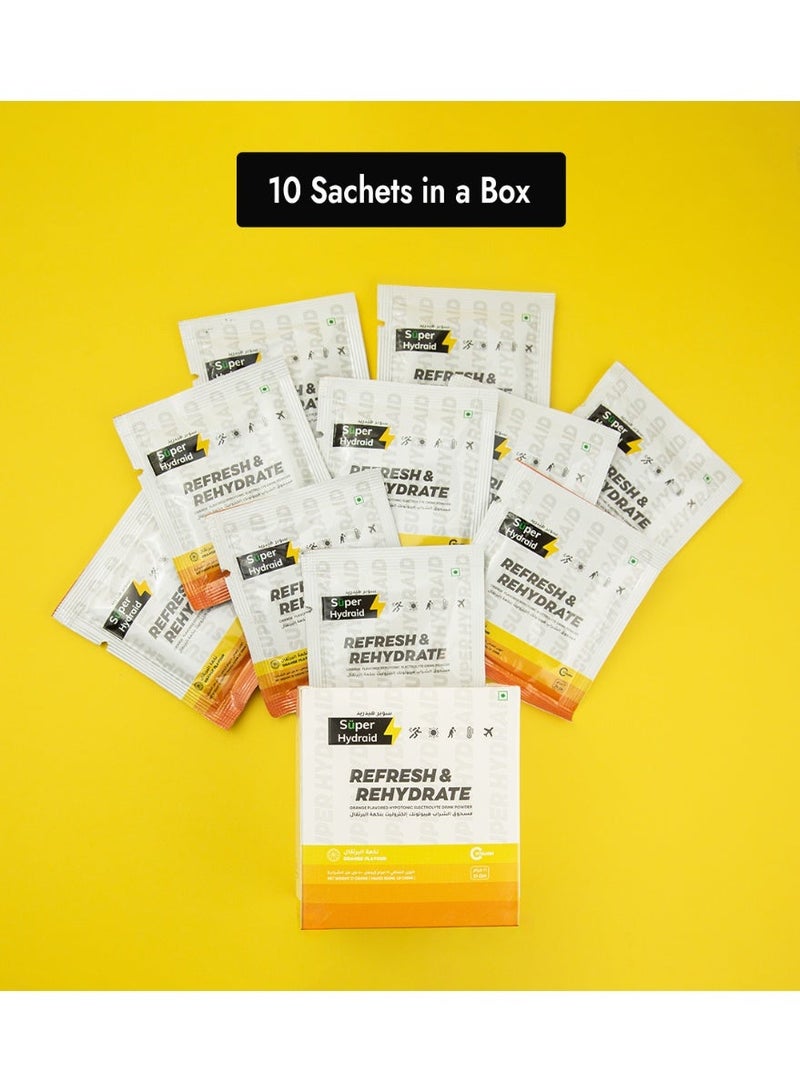 Super Hydraid Electrolyte Drink Mix | Orange | Pack of 10 Sachets - Image 2
