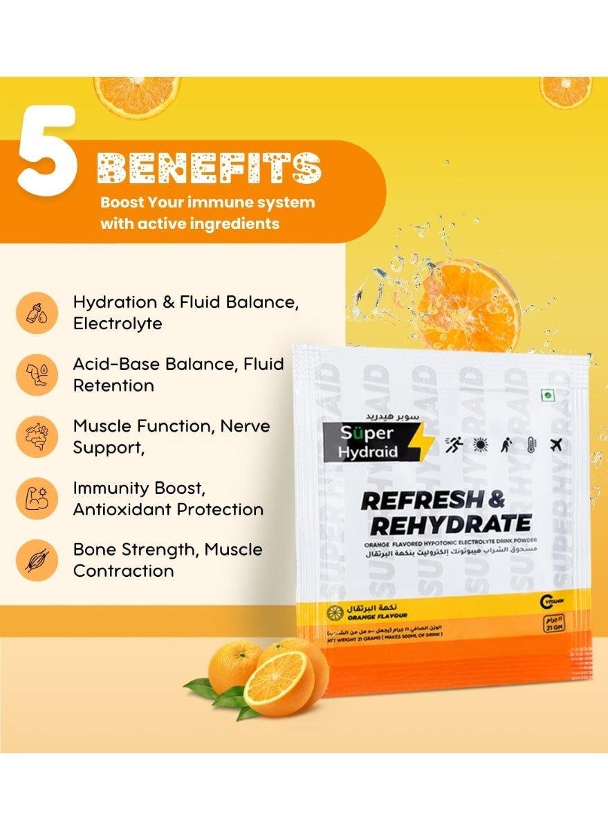 Electrolyte Drink Mix | Orange | Pack Of 10 Sachets