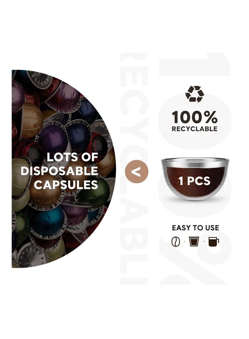 كابتن تيك Reusable Coffee Pods Holder for Vertuo Next, Stainless Steel Refillable Filters, Only Compatible with Nespresso VERTUO NEXT 8OZ - 3.0 Generation - Image 3