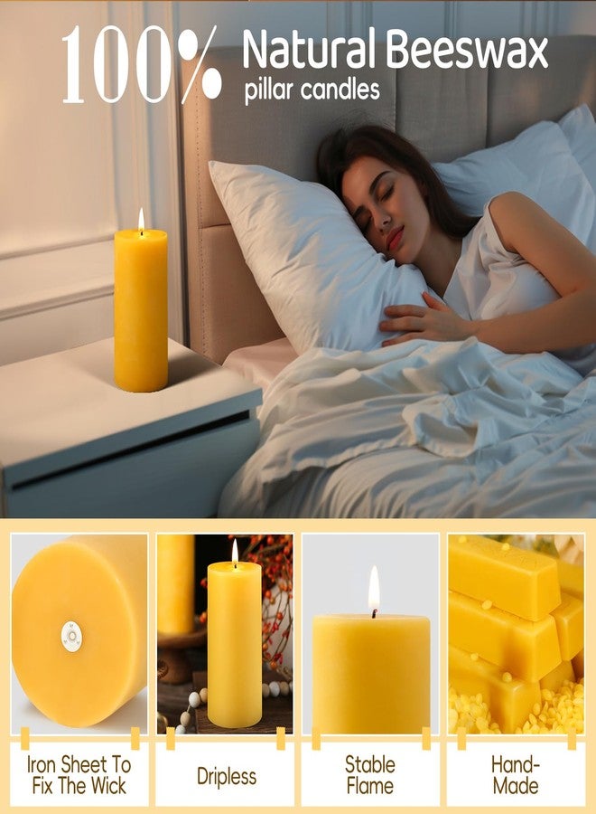 MAKALONE Natural Beeswax Pillar Candles,100% Pure Beeswax Candles-190 Hours Long Burning,Unscented Bees Wax Candles for Home,Prayer,Emergency,Dripless Smokeless Organic Pillar Candles Bluk-2.8x6in-2pack - Image 5
