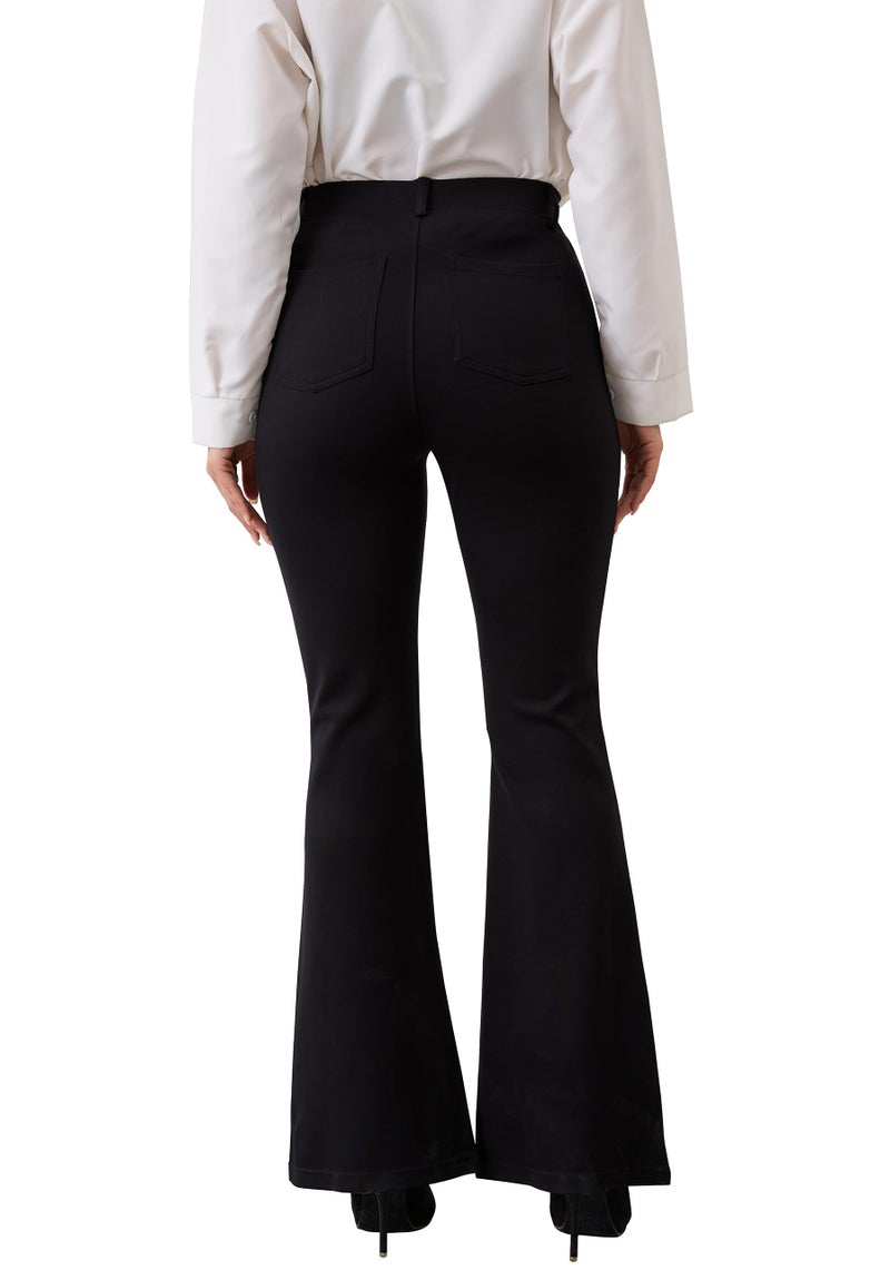VIMPEP Flare Yoga Dress Work Pants Women High Waisted Pull On Stretchy Slacks Flared Leggings for Business Casual with Pockets 2102 29 Black L - Image 4