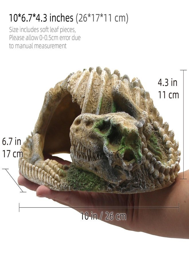 relaqcc Reptile Hide Skull Animal Skeletons Decorations, Aquarium Hideaway Cave Fish Tank Decorations for Amphibians, Betta Fish, Shrimp, Lizards, Leopard Gecko - Image 2