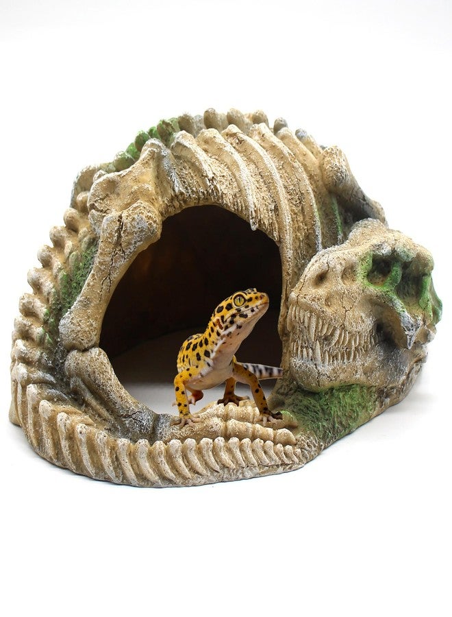 relaqcc Reptile Hide Skull Animal Skeletons Decorations, Aquarium Hideaway Cave Fish Tank Decorations for Amphibians, Betta Fish, Shrimp, Lizards, Leopard Gecko - Image 1