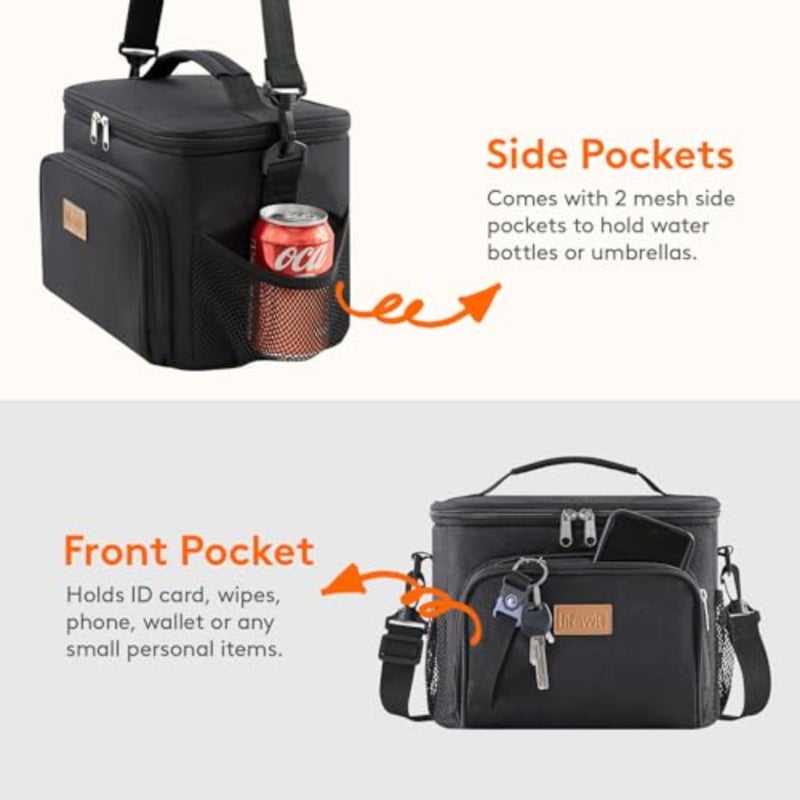 Reusable Insulated Lunch Bag, Portable Cooler Freezable Soft Lunchbox Leakproof with Adjustable Shoulder Strap for Men Women Adult for Work Picnic or Travel, 24 Can - Image 5