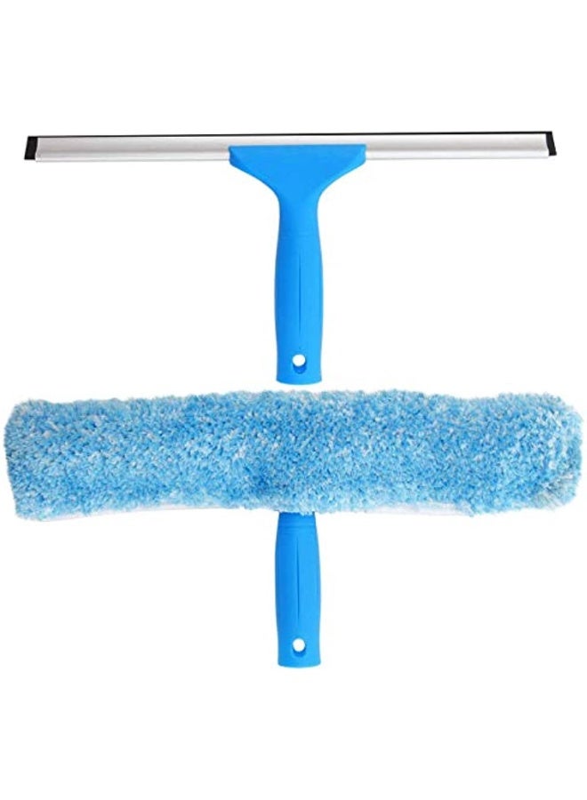 مجموعة تنظيف النوافذ 35 سم - مكشطة لتنظيف الزجاج وغسالة نوافذ من الألياف الدقيقة