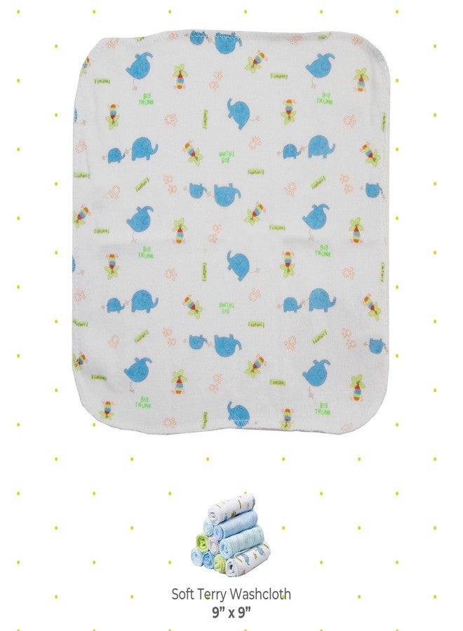 Spasilk Washcloth Wipes Set for Newborn Boys and Girls, Soft Terry Washcloth Set, Pack of 20, Blue Elephant - Image 2