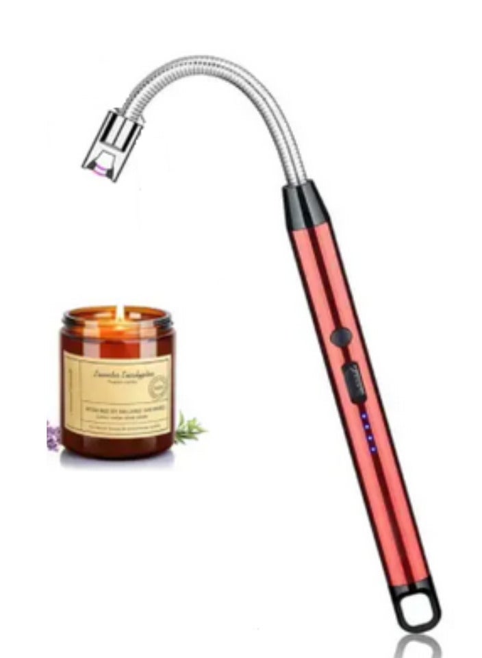 USB Rechargeable Windproof Long Arc Electric Lighter Windproof Flameless Candle Lighter Plasma Lighter New Year's Eve Gift for Kitchen Candle Gas Stove Fireworks, (red)  - Image 1