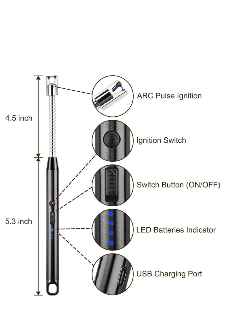 USB Rechargeable Windproof Long Arc Electric Lighter Windproof Flameless Candle Lighter Plasma Lighter New Year's Eve Gift for Kitchen Candle Gas Stove Fireworks, (red)  - Image 3