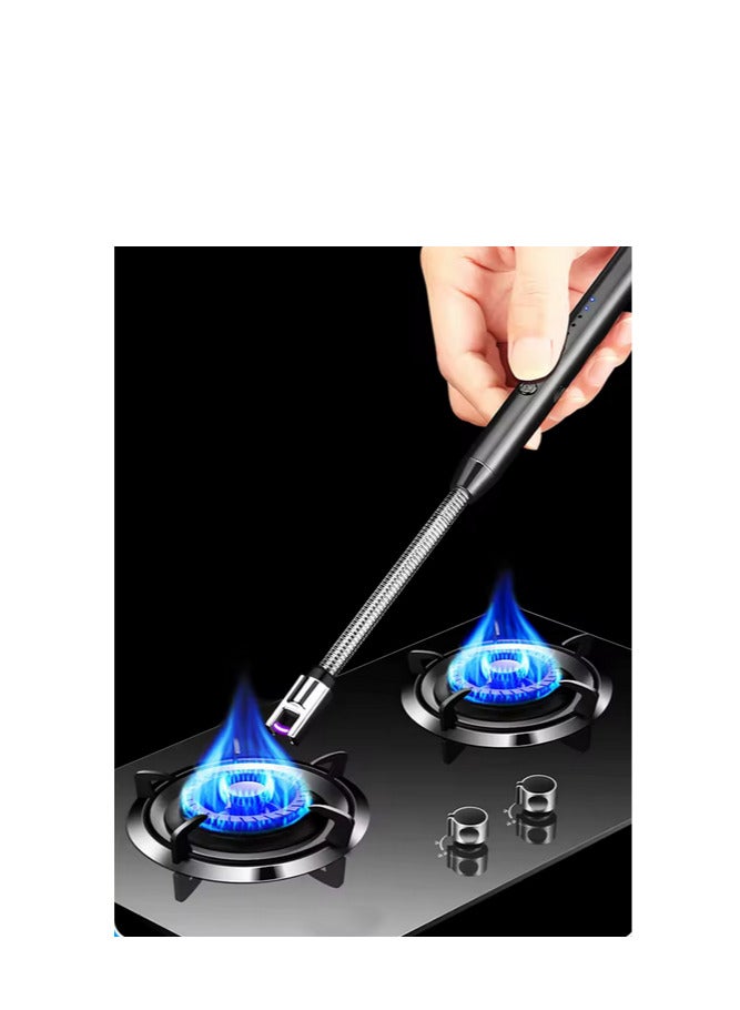 USB Rechargeable Windproof Long Arc Electric Lighter Windproof Flameless Candle Lighter Plasma Lighter New Year's Eve Gift for Kitchen Candle Gas Stove Fireworks, (red)  - Image 2