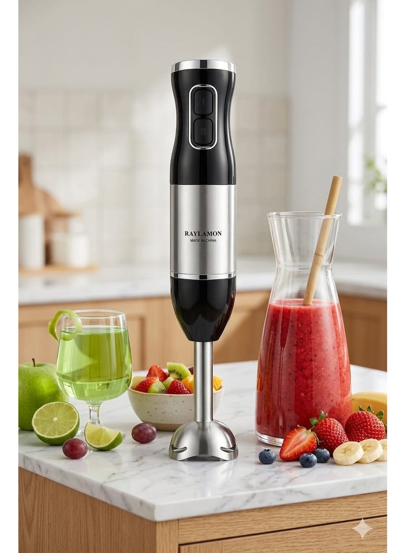 400W hand blender with a full copper motor, stainless steel body, and chrome accents. Easy to clean, stainless steel only, and powerful for food preparation with two speeds. - Image 1