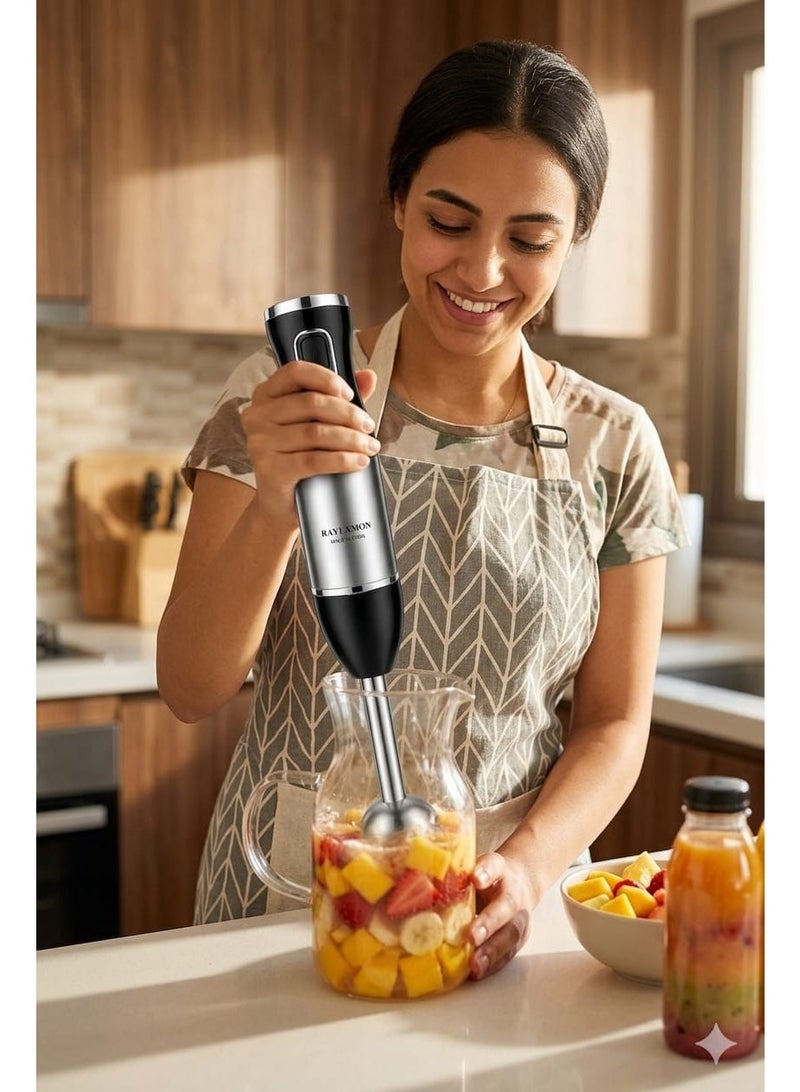 400W hand blender with a full copper motor, stainless steel body, and chrome accents. Easy to clean, stainless steel only, and powerful for food preparation with two speeds. - Image 2