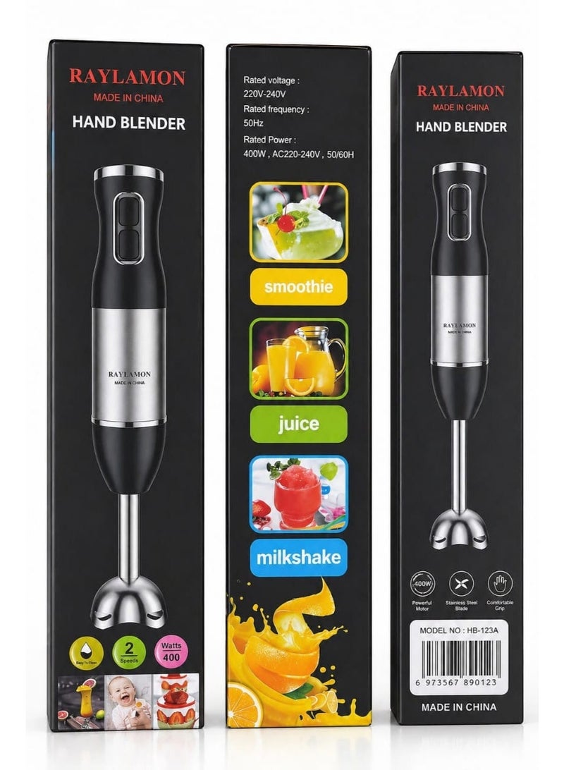 400W hand blender with a full copper motor, stainless steel body, and chrome accents. Easy to clean, stainless steel only, and powerful for food preparation with two speeds. - Image 3