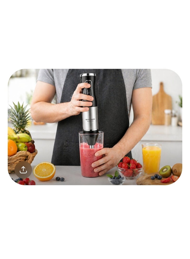 400W hand blender with a full copper motor, stainless steel body, and chrome accents. Easy to clean, stainless steel only, and powerful for food preparation with two speeds. - Image 5