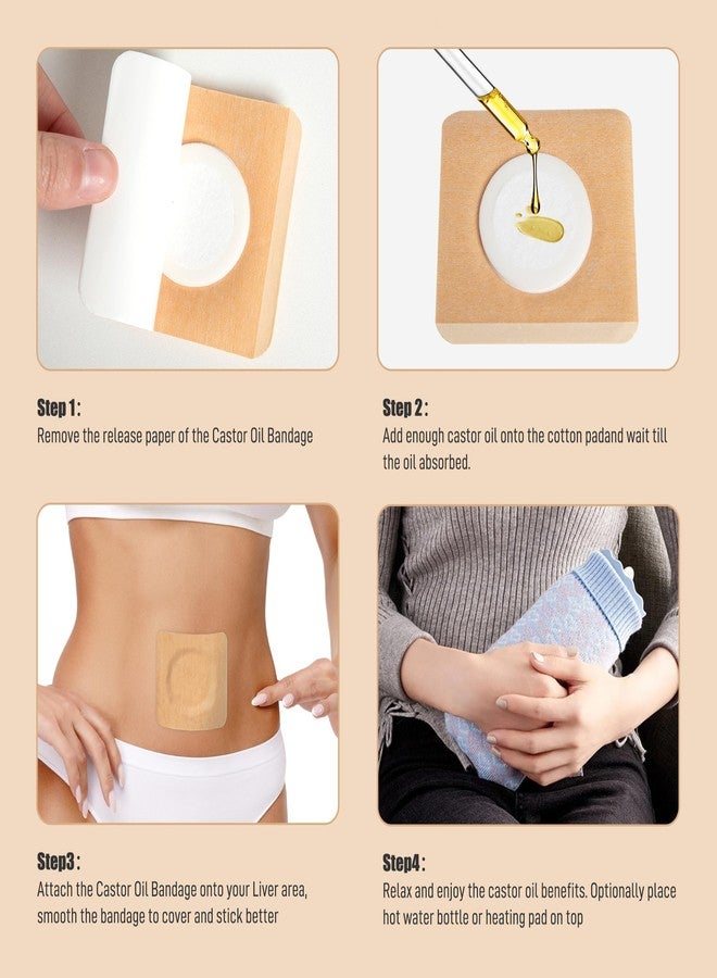 ZINGTERRA ZINGTEEA 30Pcs Self-Adhesive Castor Oil Pack Wrap for Belly,Disposable Highly Absorbent Organic Cotton Castor Oil Packs,No Wash,Anti-Seepage ((Oil Not Included) - Image 2