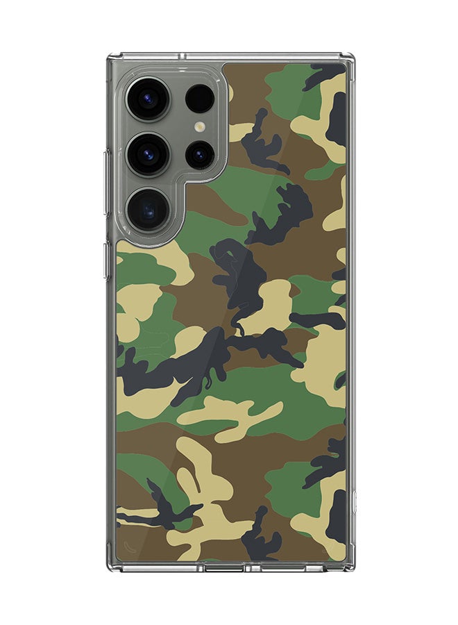 Stylizedd Classic Clear Case for Samsung Galaxy S24 Ultra , Hybrid Soft Case Flexible Edges TPU PC Gel Thin Transparent Cover - Jungle Camo Full Print - Image 1