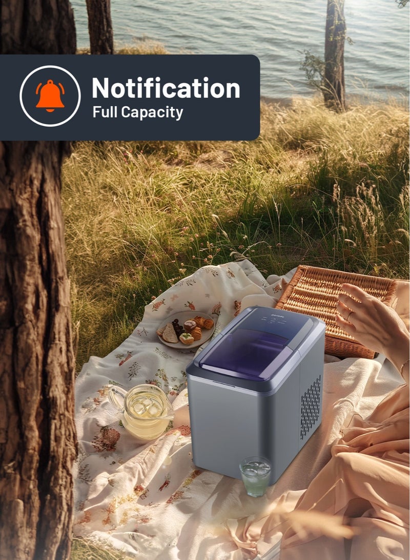 porodo Ice Cube Machine 2.2L 12kg Portable Outdoor Ice maker- Dark Grey - Image 5