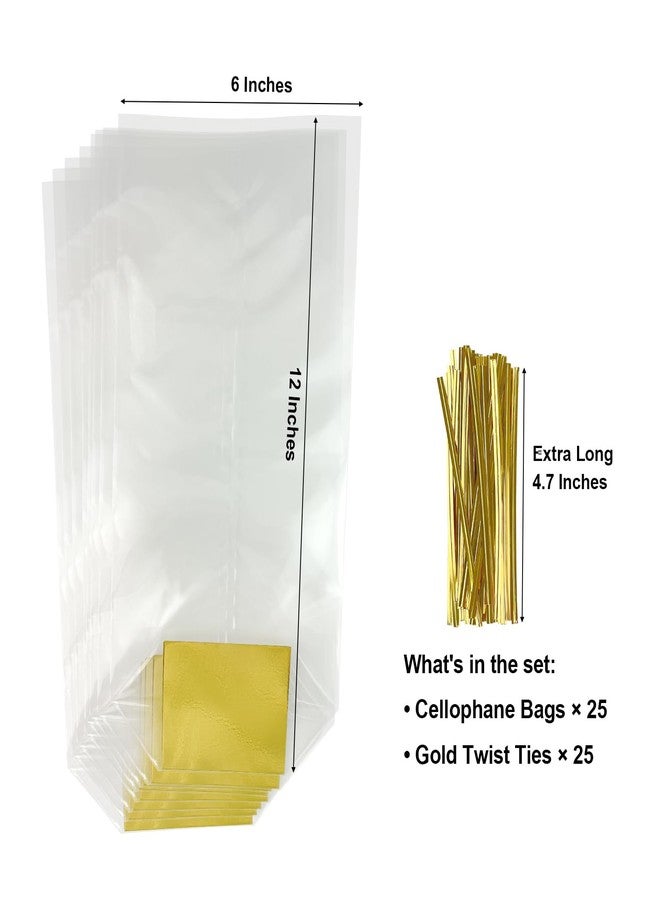 EKAPACKAGING 25 Pcs 3.2x2.5x12 Inch Flat Bottom Cellophane Bags with Card Base, Clear Treat Bags with Ties, Goodie Bags for Party Favors - Image 3