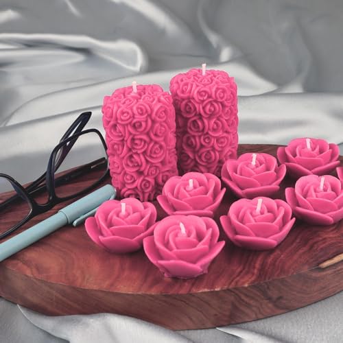 Shraddha Creation Wax Scented Candles For Home Decor, Coconut Blossom Fragrance, Pillar And Floating Candles Combo, Pink Colour, Pack Of 10, 4 X 7 Cm - Image 3