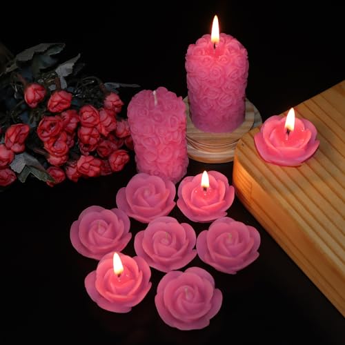 Shraddha Creation Wax Scented Candles For Home Decor, Coconut Blossom Fragrance, Pillar And Floating Candles Combo, Pink Colour, Pack Of 10, 4 X 7 Cm - Image 4