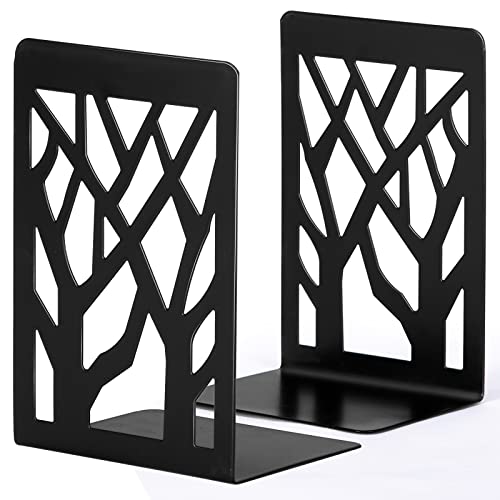 INNÃ”PLUS Book Ends, Bookends, Book Ends for Shelves, Bookends for Shelves, Bookend, Book Ends for Heavy Books, Book Shelf Holder Home Decorative, Metal Bookends Black 1 Pair, Bookend Supports, Book Stoppers - Image 1