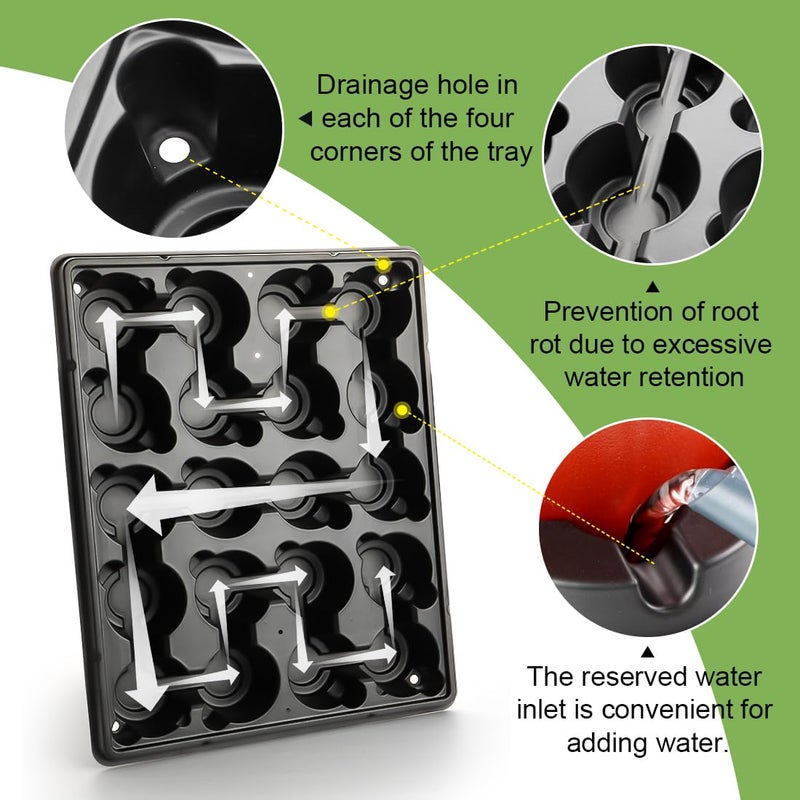 RooTrimmer 3 Inch Plastic Plant Pots 100 Pcs with 5 Pcs 20 Cell Seed Starter Trays, Thick Black Small Nursery Pots and Propagation Shuttle Trays for Seed Starting, Plant Propagation Starter Kit 5 Sets - Image 3
