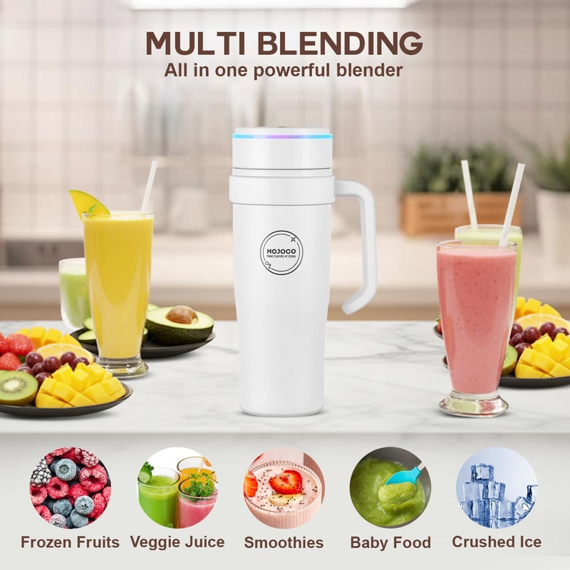 MOJOCO Portable Smoothie Blender â€“ 30oz Personal Blender with Insulated Cup for Smoothies & Shakes â€“ Rechargeable/Cordless, Leakproof, Food-Grade Small Juice Maker for Home, Office, Gym, Travel, RV - Image 4