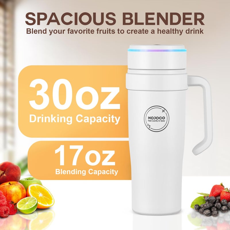 MOJOCO Portable Smoothie Blender â€“ 30oz Personal Blender with Insulated Cup for Smoothies & Shakes â€“ Rechargeable/Cordless, Leakproof, Food-Grade Small Juice Maker for Home, Office, Gym, Travel, RV - Image 2