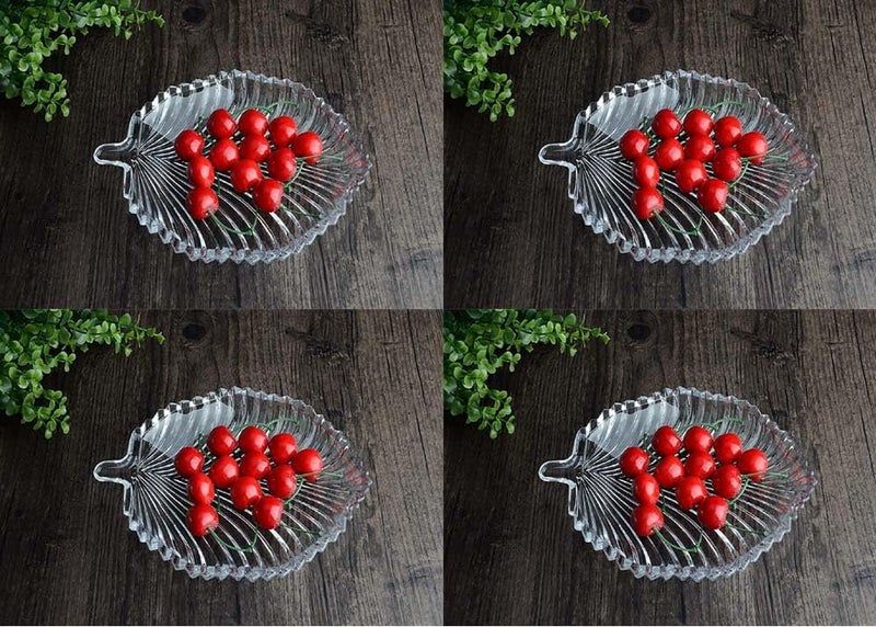 1st Time Self-Design Glass Plain Plate Use for Party, Home, Serving and Multi Use, Pack of 4 - A4, 19.5 X 16 X 3 CM. - Image 1