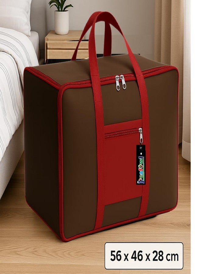 Peafowl Nylon Storage Bag, Zipper Closure, Multicolor, 56x46x28 cm, Lightweight, Foldable, Adjustable, Handle, for Clothes, Bedding, Blankets, Rectangular, 1 Piece - Image 3