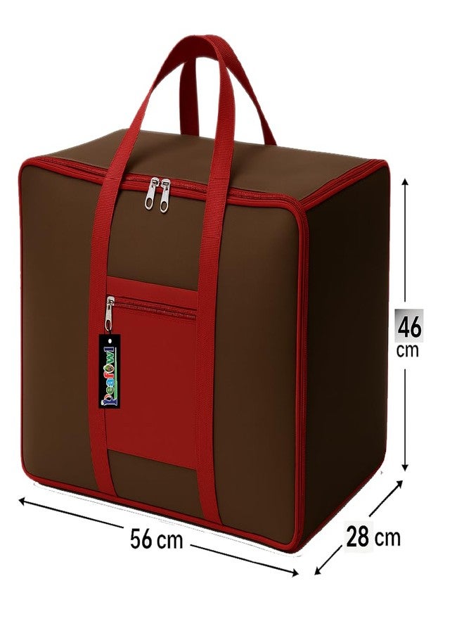 Peafowl Nylon Storage Bag, Zipper Closure, Multicolor, 56x46x28 cm, Lightweight, Foldable, Adjustable, Handle, for Clothes, Bedding, Blankets, Rectangular, 1 Piece - Image 4
