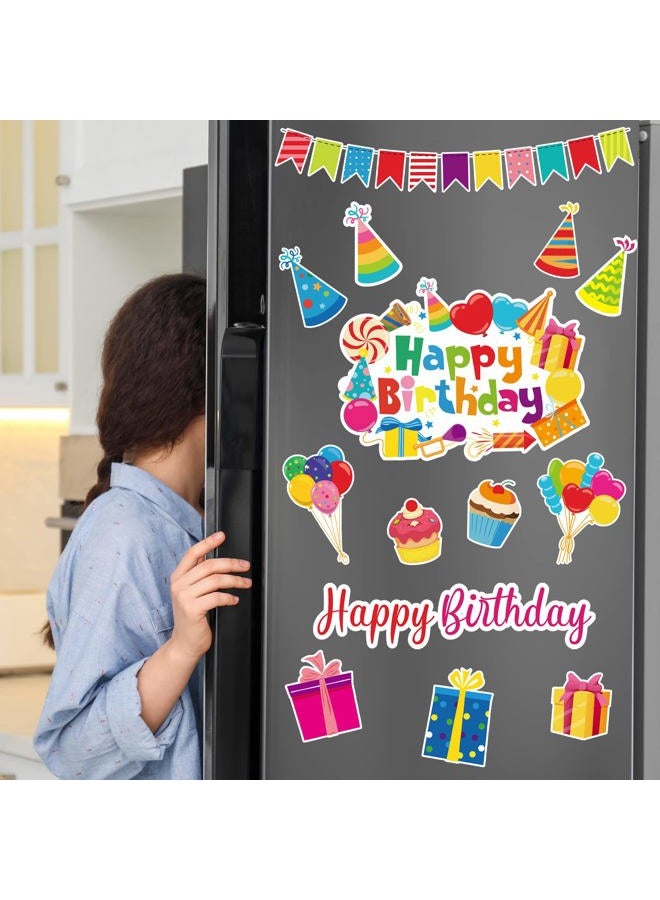 Geyee 14 Pcs Birthday Car Decorations Door Decorations Birthday Banners Reflective Magnet Stickers Balloon Box Colorful Magnets for Car Refrigerator Door Metal Surface(Cake) - Image 4