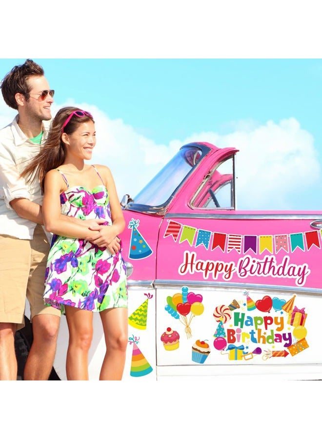 Geyee 14 Pcs Birthday Car Decorations Door Decorations Birthday Banners Reflective Magnet Stickers Balloon Box Colorful Magnets for Car Refrigerator Door Metal Surface(Cake) - Image 3
