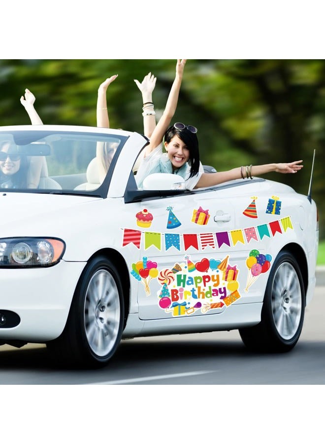 Geyee 14 Pcs Birthday Car Decorations Door Decorations Birthday Banners Reflective Magnet Stickers Balloon Box Colorful Magnets for Car Refrigerator Door Metal Surface(Cake) - Image 2