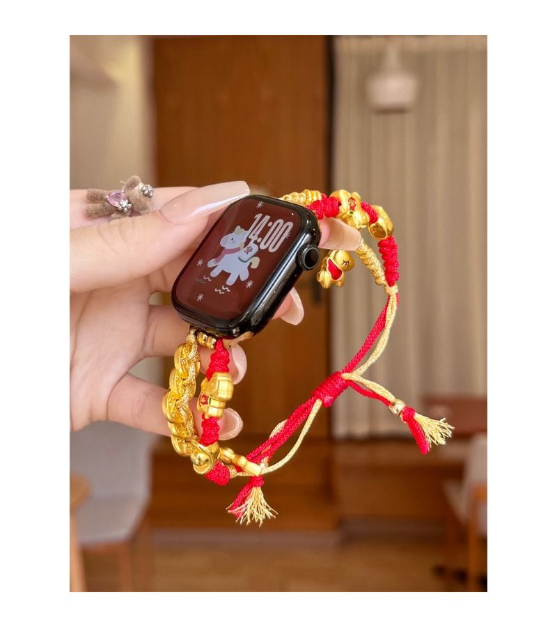 حزام ساعة Apple Watch أحمر منسوج برباط قابل للسحب لمقاسات 42 مم، 44 مم، 45 مم، 49 مم - Image 1