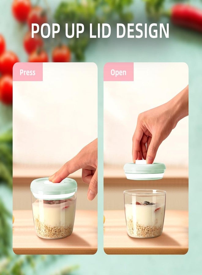 Ankou Glass Overnight Oats Containers with Lids, Meal Prep Containers Airtight Food Storage Containers Wide Mouth Snack Jars, Leakproof BPA-Free Pop Lid Bowl for Breakfast Leftovers 14oz 400ml Set of 4 - Image 2