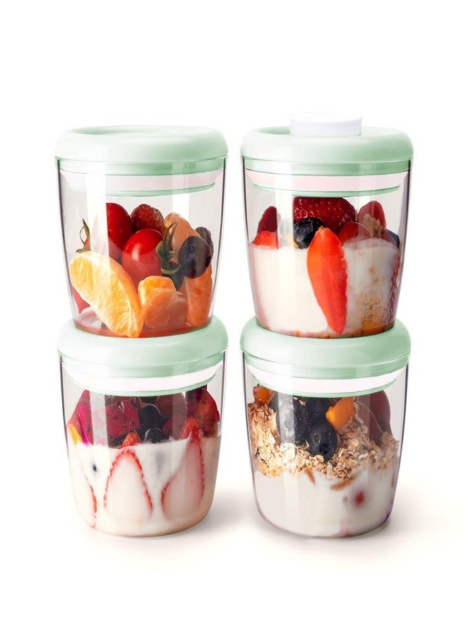 Ankou Glass Overnight Oats Containers with Lids, Meal Prep Containers Airtight Food Storage Containers Wide Mouth Snack Jars, Leakproof BPA-Free Pop Lid Bowl for Breakfast Leftovers 14oz 400ml Set of 4 - Image 1