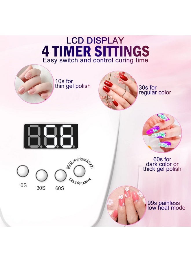 نايل جيرلز مصباح أظافر LED بالأشعة فوق البنفسجية من NAILGIRLS، مصباح LED بالأشعة فوق البنفسجية سريع الجفاف بقوة 168 واط لأظافر الجل مع 4 إعدادات مؤقتة ومستشعر تلقائي، مجفف أظافر لأظافر اليدين والقدمين، صالون تجميل الأظافر المنزلي  - Image 4