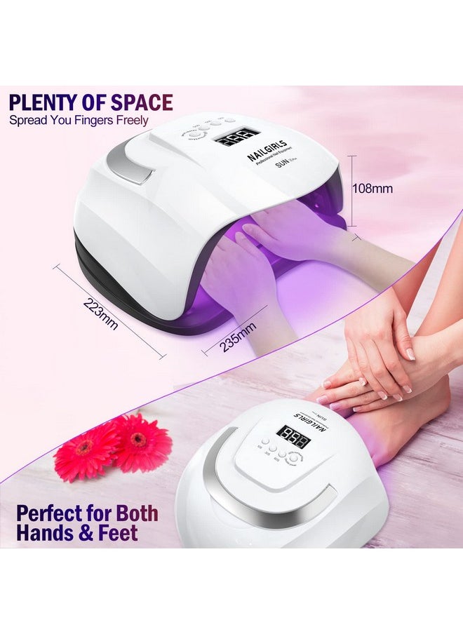 نايل جيرلز مصباح أظافر LED بالأشعة فوق البنفسجية من NAILGIRLS، مصباح LED بالأشعة فوق البنفسجية سريع الجفاف بقوة 168 واط لأظافر الجل مع 4 إعدادات مؤقتة ومستشعر تلقائي، مجفف أظافر لأظافر اليدين والقدمين، صالون تجميل الأظافر المنزلي  - Image 3