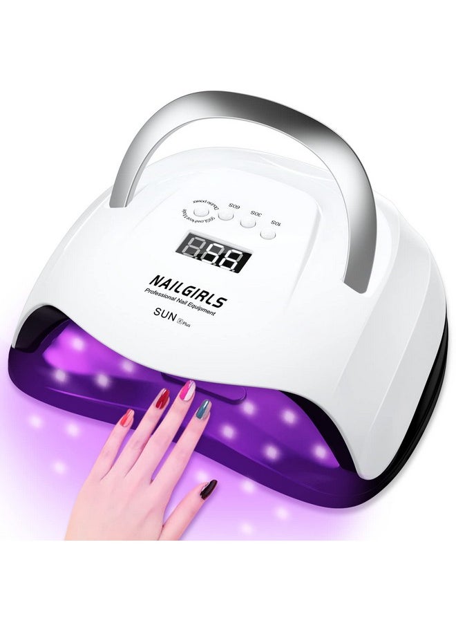 نايل جيرلز مصباح أظافر LED بالأشعة فوق البنفسجية من NAILGIRLS، مصباح LED بالأشعة فوق البنفسجية سريع الجفاف بقوة 168 واط لأظافر الجل مع 4 إعدادات مؤقتة ومستشعر تلقائي، مجفف أظافر لأظافر اليدين والقدمين، صالون تجميل الأظافر المنزلي  - Image 1