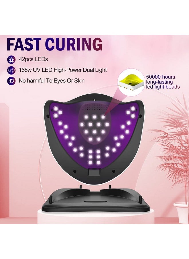 نايل جيرلز مصباح أظافر LED بالأشعة فوق البنفسجية من NAILGIRLS، مصباح LED بالأشعة فوق البنفسجية سريع الجفاف بقوة 168 واط لأظافر الجل مع 4 إعدادات مؤقتة ومستشعر تلقائي، مجفف أظافر لأظافر اليدين والقدمين، صالون تجميل الأظافر المنزلي  - Image 2