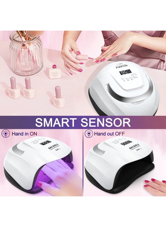 نايل جيرلز مصباح أظافر LED بالأشعة فوق البنفسجية من NAILGIRLS، مصباح LED بالأشعة فوق البنفسجية سريع الجفاف بقوة 168 واط لأظافر الجل مع 4 إعدادات مؤقتة ومستشعر تلقائي، مجفف أظافر لأظافر اليدين والقدمين، صالون تجميل الأظافر المنزلي  - Image 5