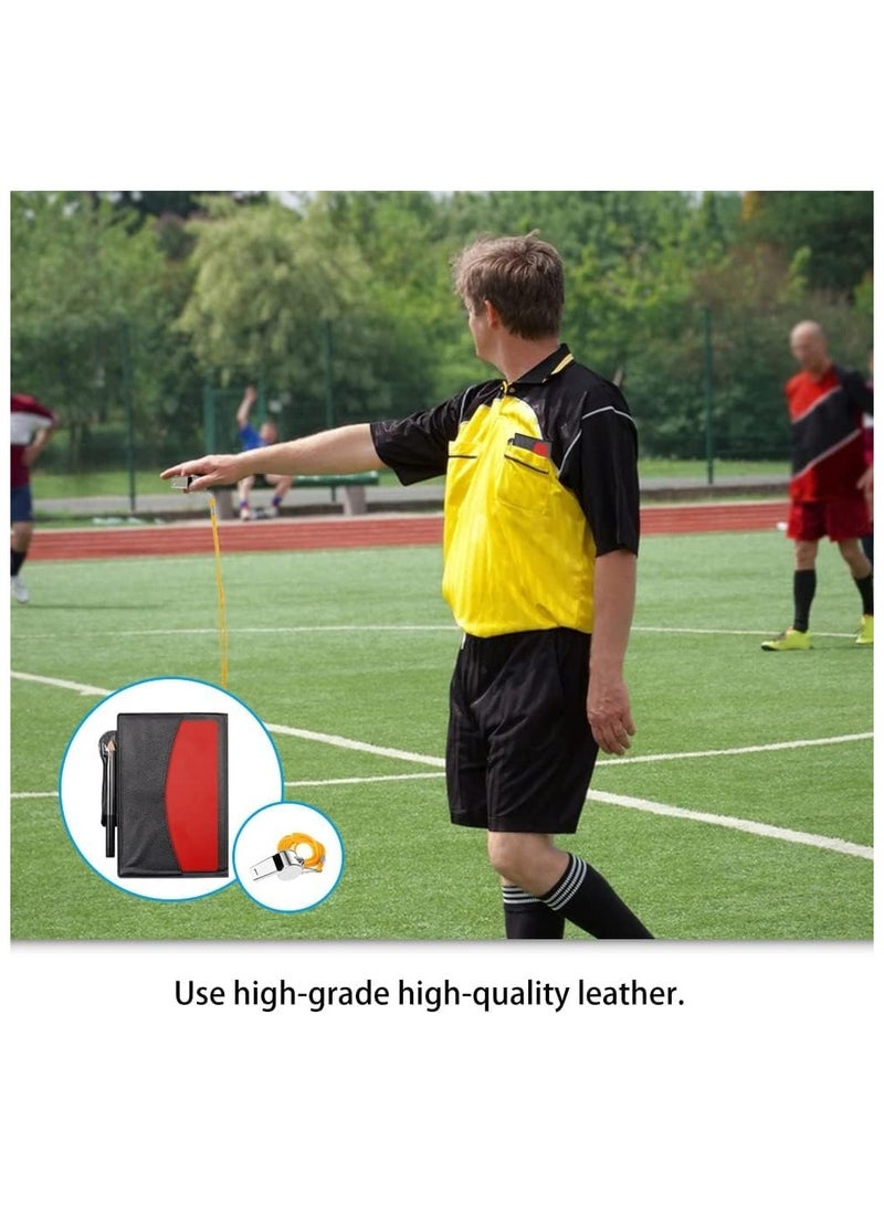 Bukela 3 Set Soccer Coach Whistle with Referee Card Set, Warning Referee Red and Yellow Cards and Metal Referee Whistle for Game Sports, Soccer Football Penalty Card Wallet with Record Sheet and Pencil - Image 2