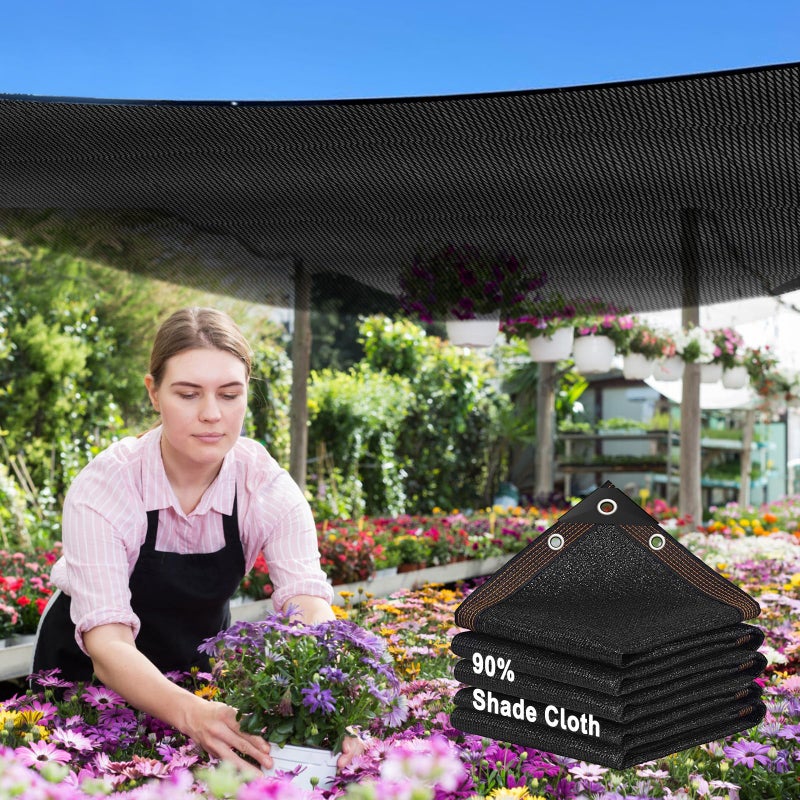 HOLAA 90% Shade Cloth,3x6ft Tear Resistant Sun Shade Net with Reinforced Grommet,Durable Garden Shade Tarp Cover for Greenhouse,Plant Cover, Chicken Coop,Patio and Pergola,Black - Image 1
