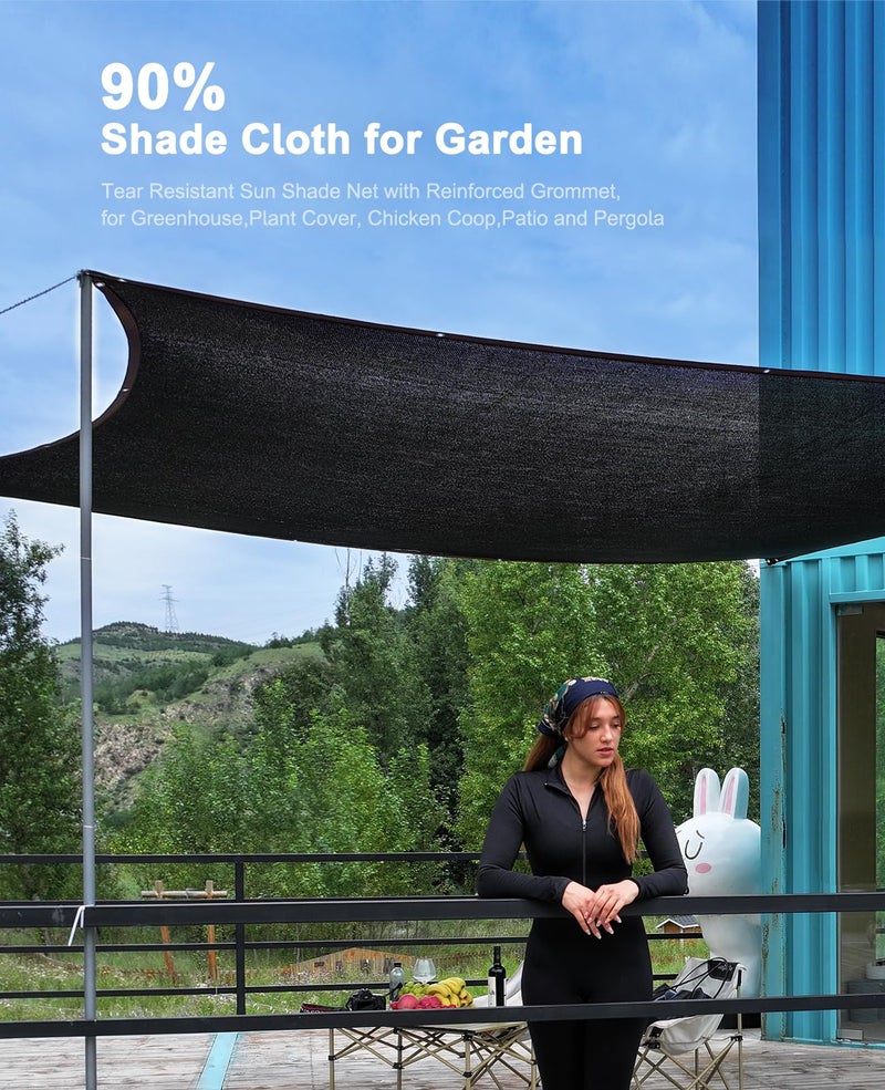 HOLAA 90% Shade Cloth,3x6ft Tear Resistant Sun Shade Net with Reinforced Grommet,Durable Garden Shade Tarp Cover for Greenhouse,Plant Cover, Chicken Coop,Patio and Pergola,Black - Image 2