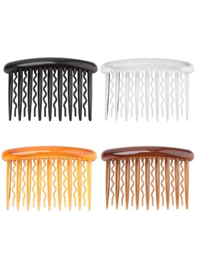 lasenersm 8 Pieces Plastic Hair Side Combs 17 Teeth Hair Clip Comb Straight & Wave Teeth Hair Combs Tortoise Side Comb Hair Accessories Bridal Wedding Veil Comb For Women Girls Different 4 Colors  - Image 3